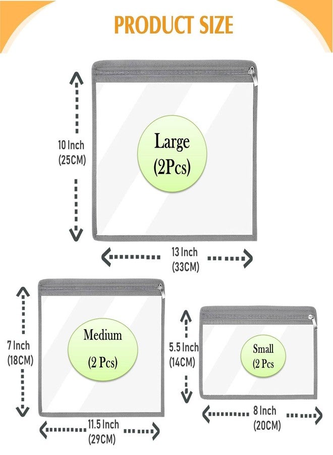 ليفي حقائب ليفي الشفافة المقاومة للماء بسحاب، حقائب أقلام رصاص، حقائب مكياج من مادة PVC، مظاريف، حقائب تخزين ملفات، حقائب متعددة الأغراض، حقائب تنظيم ملفات المستندات، لوازم مكتبية - عبوة من 6 قطع (رمادي) - Image 2